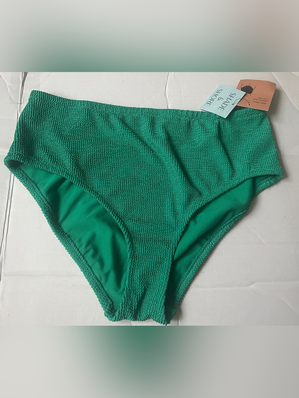 Women’s Textured High Waist Bikini Bottom X 14-16 Green